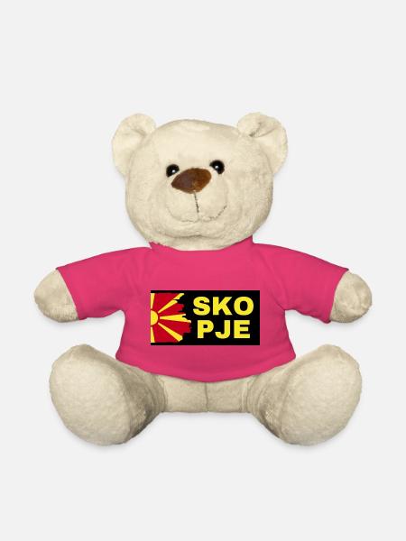 Skopje-Stadt mit Nordmazedonien-Flaggendesign - Teddy - Pink