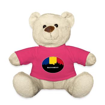 Bukarest Rumänien Flagge Skyline Silhouette Reisen - Teddy - Pink - Vorne