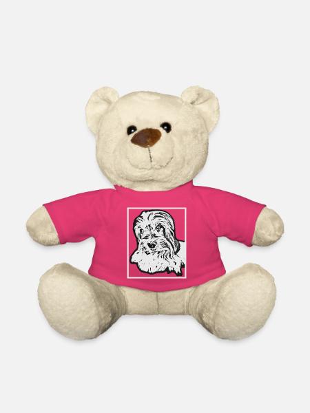 Biewer Terrier Hundeportrait Zeichnung - Teddy - Pink