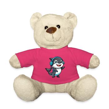 Orca Lustige Zeichentrickfigur Kopfhörer Musik - Teddy - Pink - Vorne