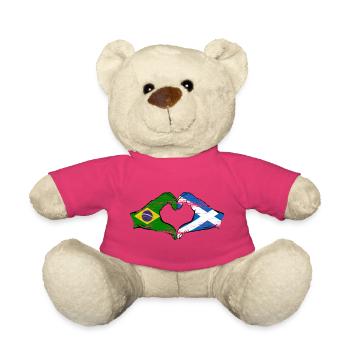 Brésil Ecosse drapeau mains forme de coeur utilisé - Nounours - rose - Devant