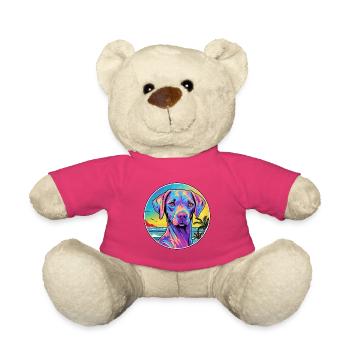Akbash Hunderasse buntes Karikatur-Aquarell - Teddy - Pink - Vorne