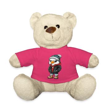 Adler mit Winterjacke und Mütze - Teddy - Pink - Vorne