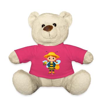 Kleine Comic Imkerin Biene Honig Kinder T-Shirt - Teddy - Pink - Vorne