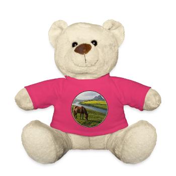 Flusslandschaft mit Pferd auf der Wiese - Teddy - Pink - Vorne