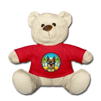 Deutsche Bracke Hunderasse Cartoon Sonnenbrille Strand - Teddy - Rot - Vorne