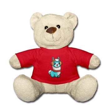 Lama Lustige Zeichentrickfigur Kopfhörer Musik - Teddy - Rot - Vorne