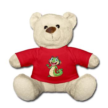 Schlange Lustige Zeichentrickfigur Kopfhörer Musik - Teddy - Rot - Vorne