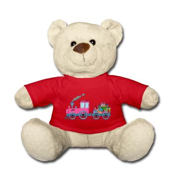 Train pour enfants avec remorque rose - Nounours - rouge - Devant