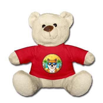 Shih Poo Hunderasse Cartoon Sonnenbrille Strand - Teddy - Rot - Vorne