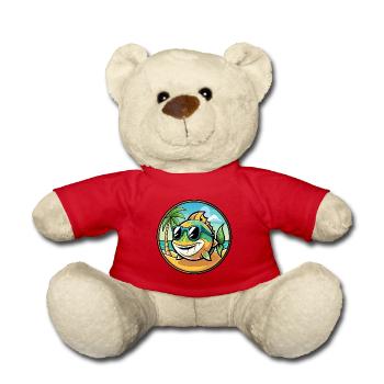 Fisch Lustige Cartoon Sommer Strand Sonnenbrille Aufkleber - Teddy - Rot - Vorne