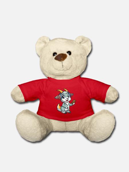 Chèvre Drôle Dessin Animé Personnage Casque Musique - Nounours - rouge