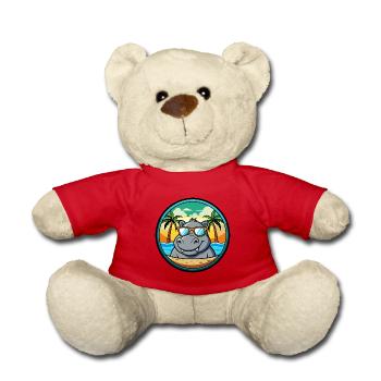 Nilpferd Lustige Cartoon Sommer Strand Sonnenbrille Cool - Teddy - Rot - Vorne