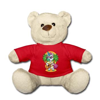 Lustige Einhorn Cartoon Sommer Strand Sonnenbrille - Teddy - Rot - Vorne