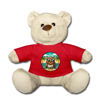 Eule Lustige Cartoon Sommer Strand Sonnenbrille Aufkleber - Teddy - Rot - Vorne