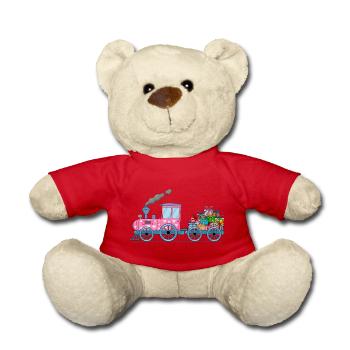 Train pour enfants avec remorque rose - Nounours - rouge - Devant