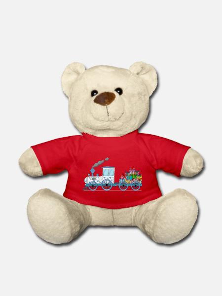 Train pour enfants avec remorque blanche - Nounours - rouge