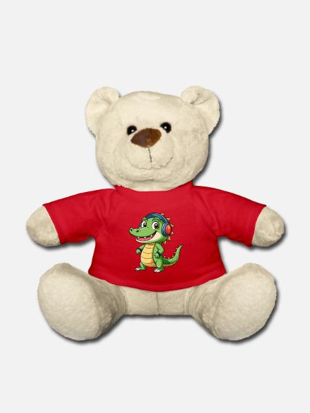 Crocodile Drôle Dessin Animé Personnage Casque Musique - Nounours - rouge