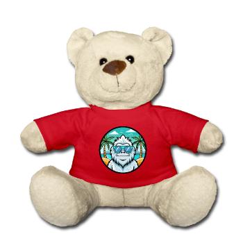 Yeti Lustige Cartoon Sommer Strand Sonnenbrille Aufkleber - Teddy - Rot - Vorne
