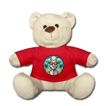 Ziege Lustige Cartoon Sommer Strand Sonnenbrille Aufkleber - Teddy - Rot - Vorne
