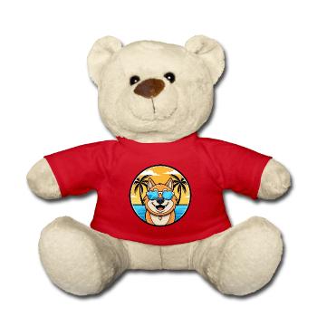 South Russian Ovcharka Dog Breed Cartoon Beach - Teddy Bear - red - Front