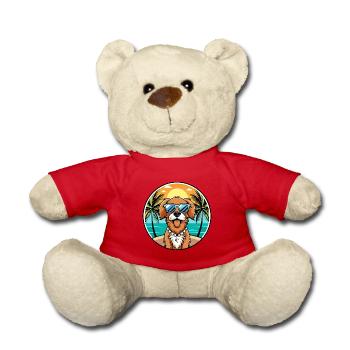 Picardy Spaniel Dog Breed Cartoon Sunglasses Beach - Teddy Bear - red - Front