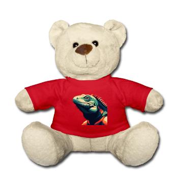 Leguan Cartoon Figur Buntes Haustier Tier - Teddy - Rot - Vorne
