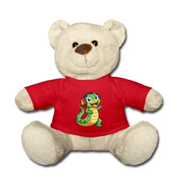 Schlange Lustige Zeichentrickfigur Kopfhörer Musik - Teddy - Rot - Vorne