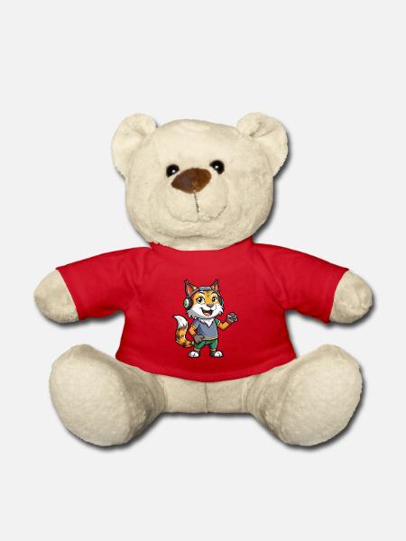 Luchs Lustige Zeichentrickfigur Kopfhörermusik - Teddy - Rot