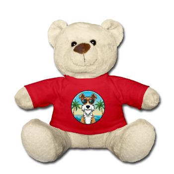 Draht Foxterrier Hunderasse Cartoon Sonnenbrille Strand - Teddy - Rot - Vorne