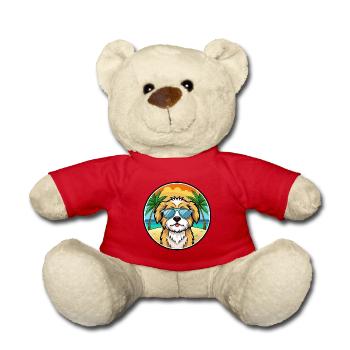 Lhasa Apso Hunderasse Cartoon Sonnenbrille Strand - Teddy - Rot - Vorne