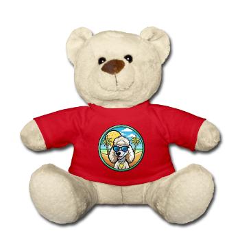 Corded Poodle Dog Breed Cartoon Sunglasses Beach - Teddy Bear - red - Front