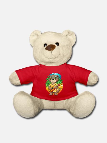 Lustige Otter Cartoon Sommer Strand Sonnenbrille Gitarre - Teddy - Rot