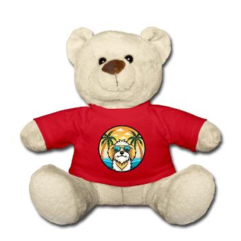 Lhasa Apso Hunderasse Cartoon Sonnenbrille Strand - Teddy - Rot - Vorne