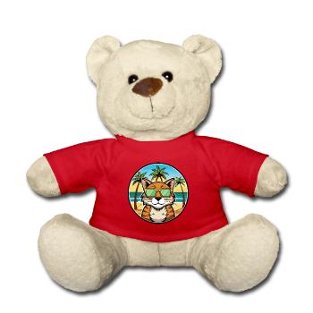 California Spangled Cat Breed Cartoon Sunglasses - Teddy Bear - red - Front