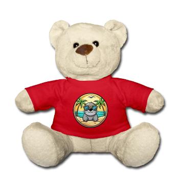 Siegel Lustige Cartoon Sommer Strand Sonnenbrille Aufkleber - Teddy - Rot - Vorne