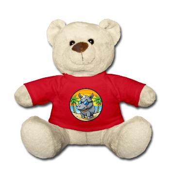 Rhino Lustige Cartoon Sommer Strand Sonnenbrille Cool - Teddy - Rot - Vorne