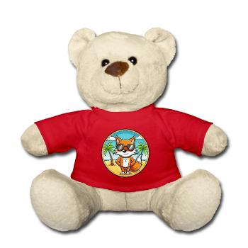 Fuchs Lustige Cartoon Sommer Strand Sonnenbrille Aufkleber - Teddy - Rot - Vorne