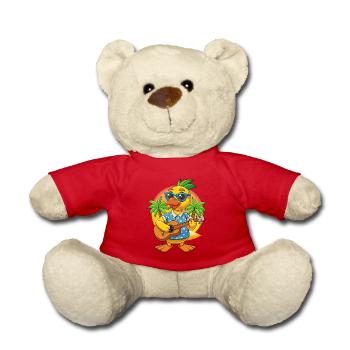 Lustige Ente Cartoon Sommer Strand Sonnenbrille Gitarre - Teddy - Rot - Vorne
