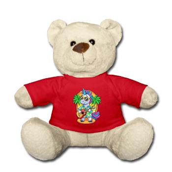 Lustige Einhorn Cartoon Sommer Strand Sonnenbrille - Teddy - Rot - Vorne