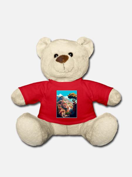 Taormina Italien Vintage Reiseposter WPA Souvenir - Teddy - Rot