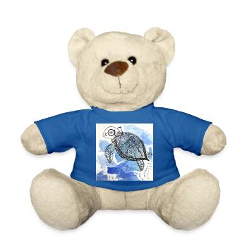 Turtle Monocle Illustration Watercolor - Teddy Bear - royal blue - Front