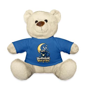Nachtschicht Shirt mit Mond - Spruch Nachtschicht - Teddy - Königsblau - Vorne