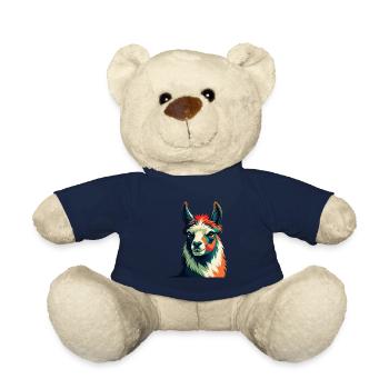 Lama Zeichentrickfigur Buntes Haustier Tier - Teddy - French Navy - Vorne