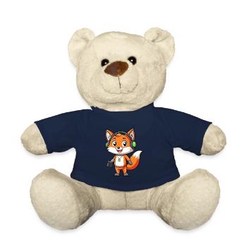 Fuchs Lustige Zeichentrickfigur Kopfhörer Musik - Teddy - French Navy - Vorne
