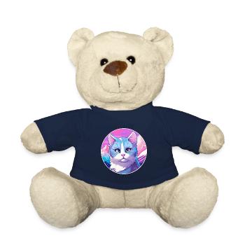 Russische blaue Katze bunte Karikatur Aquarell Illus - Teddy - French Navy - Vorne