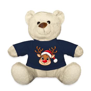 Niedlicher Weihnachtselch mit Weihnachtsmütze - Teddy - French Navy - Vorne