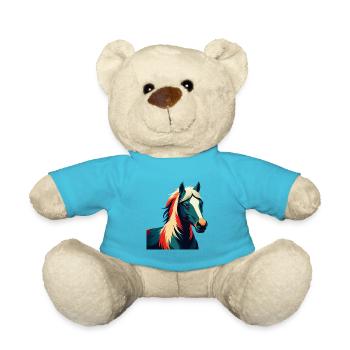 Pony Cartoon Figur Buntes Haustier Tier - Teddy - Atollblau - Vorne