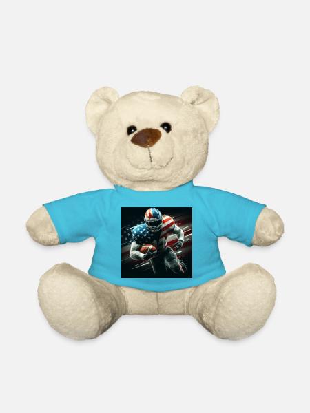 Patriotic American Football - Teddy Bear - atoll blue