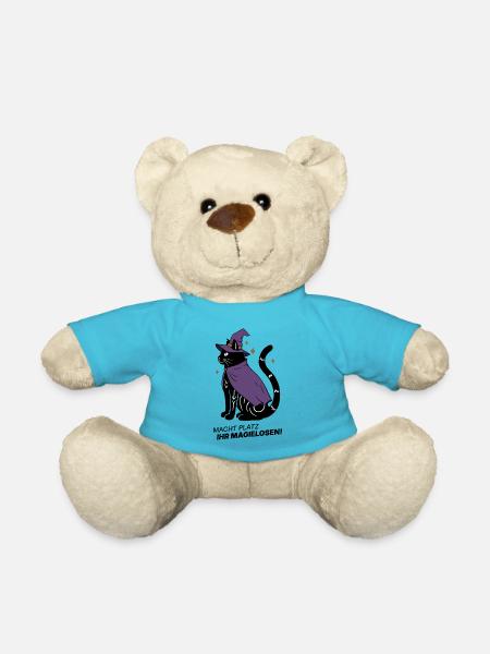 Macht Platz ihr Magielosen! – Schwarze Katze Hexe - Teddy - Atollblau